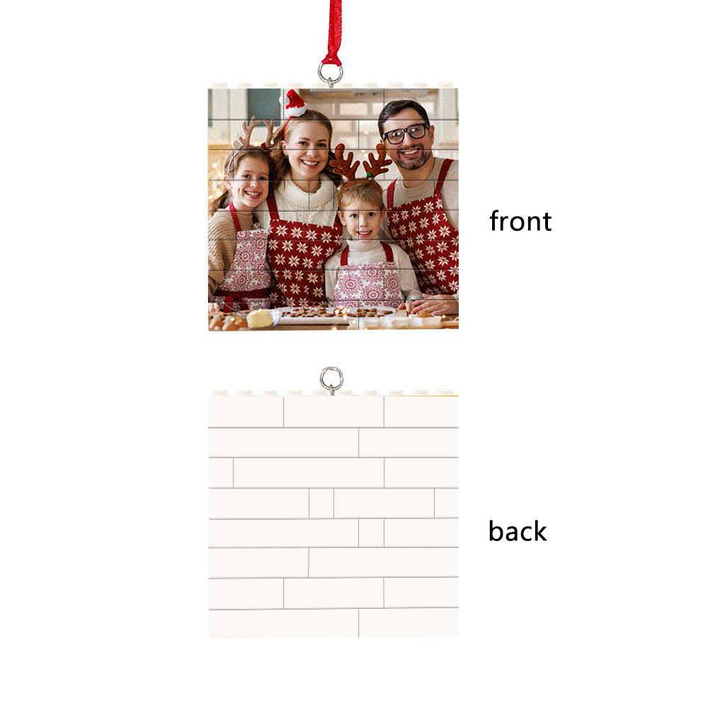 Personalized Building Brick Puzzle Photo Block Christmas Ornament