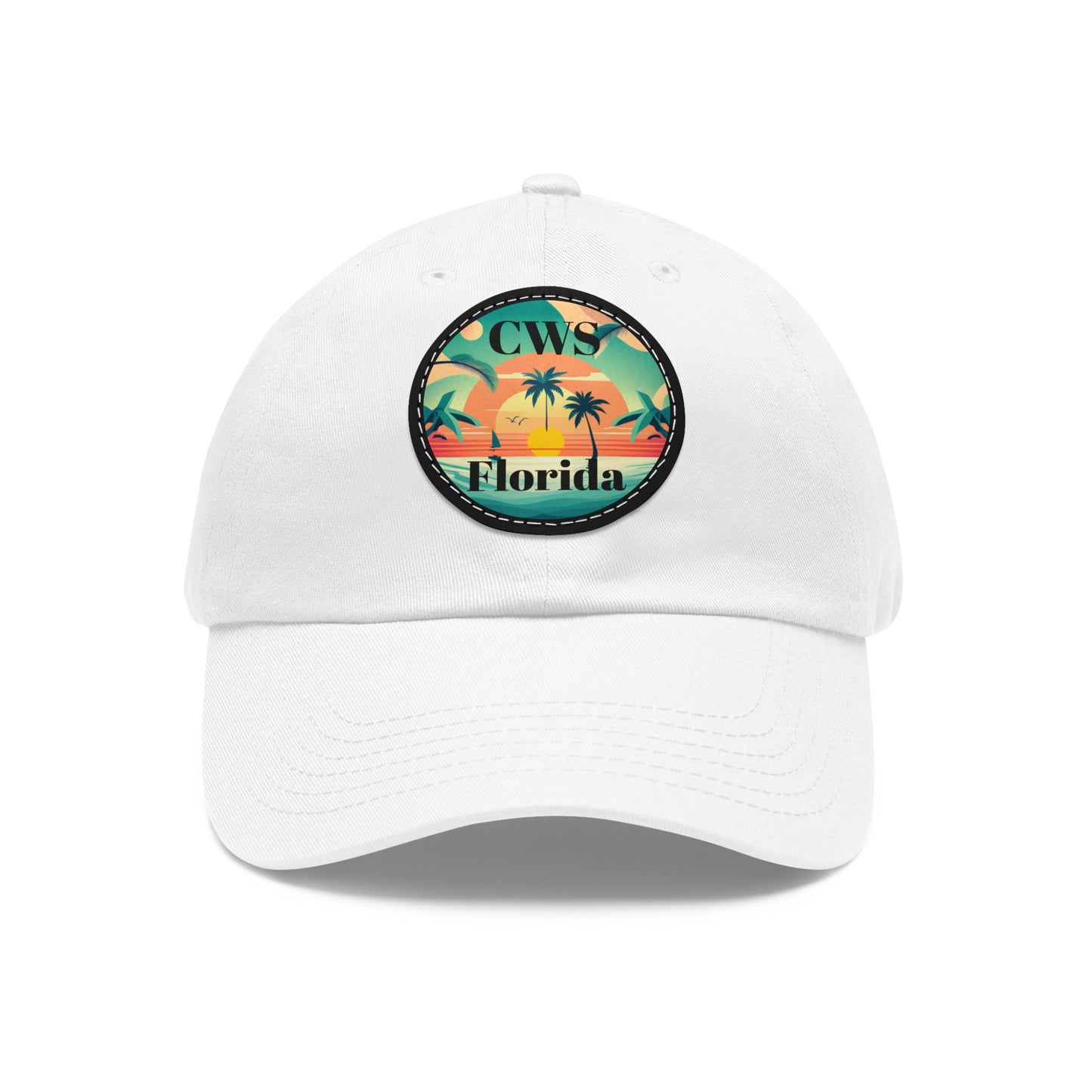 CWS Florida Palm Beach Dad Hat with Leather Patch (Round) By Cozy Winter Store (ships within USA only)