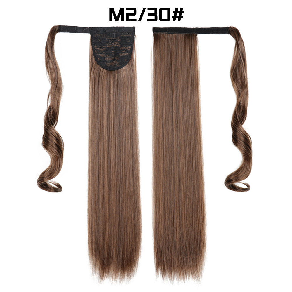 European And American Long Straight Hair Velcro Ponytail