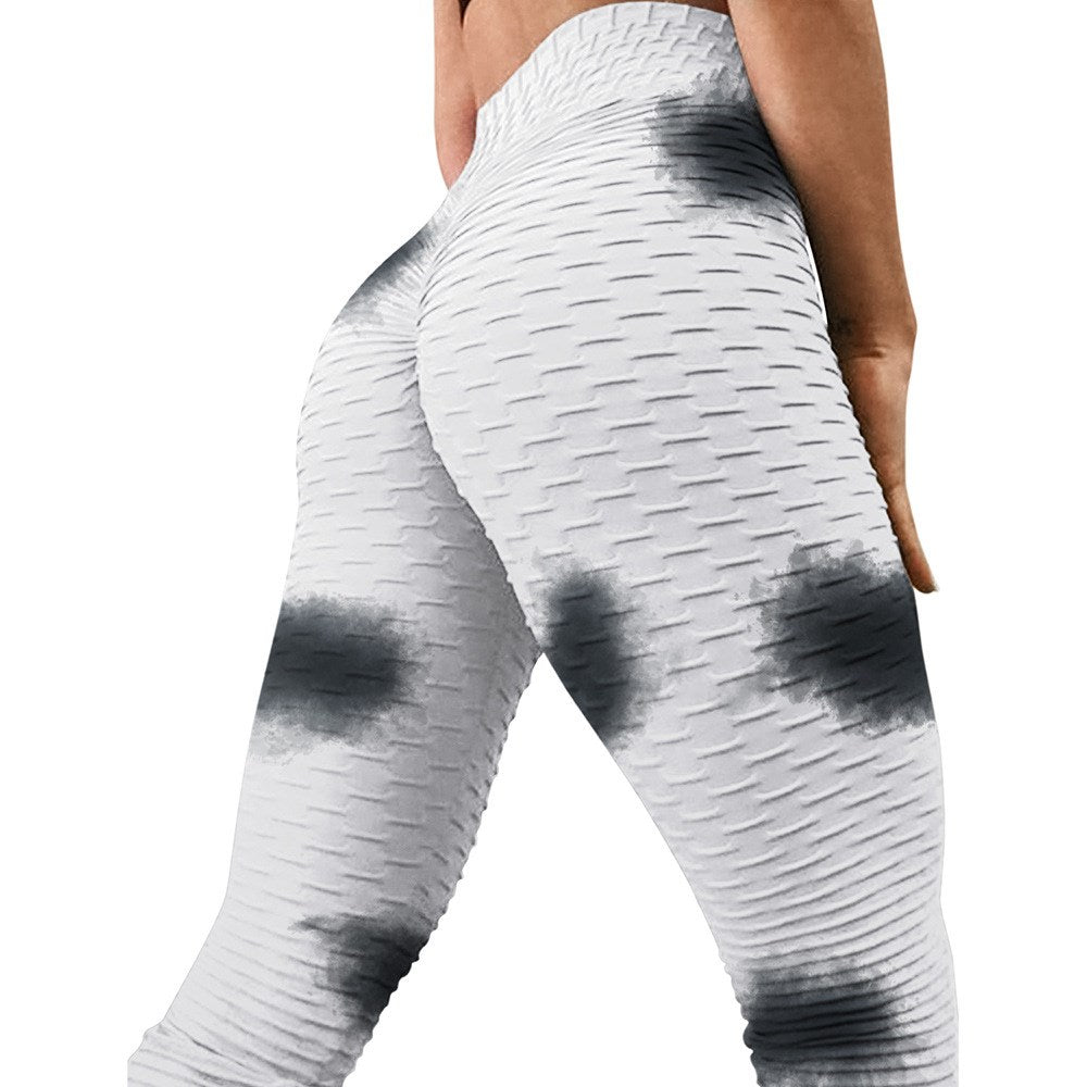 High waist hip tight tie-dye track pants