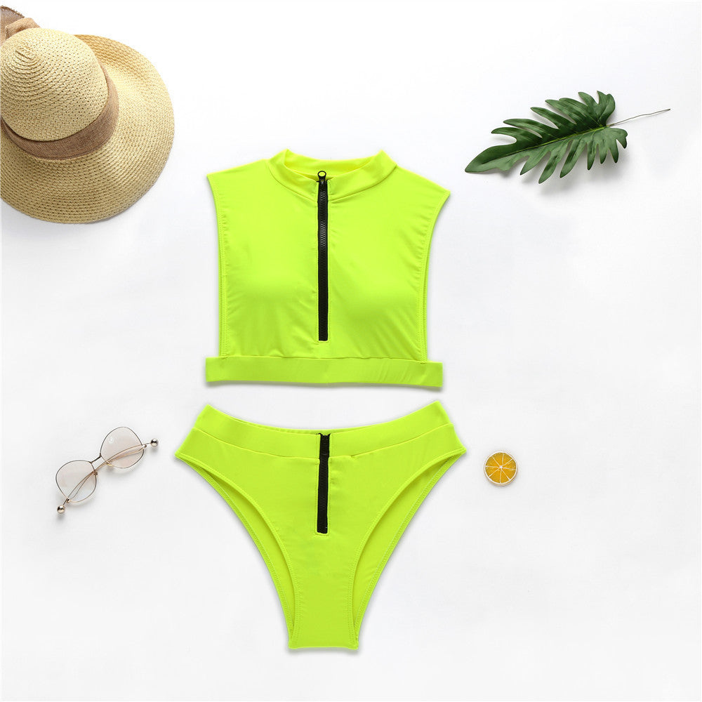 New Swimsuit Fluorescent Swimsuit Solid Bikini