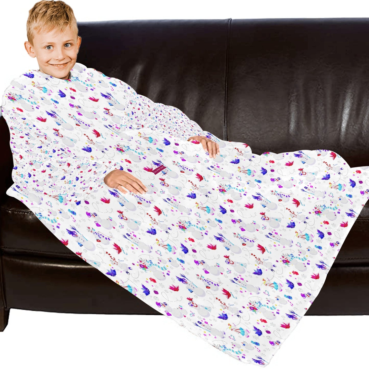 CWS Cozy Vibe Festive Christmas Style Blanket Robe with Sleeves for Kids by Cozy Winter Store