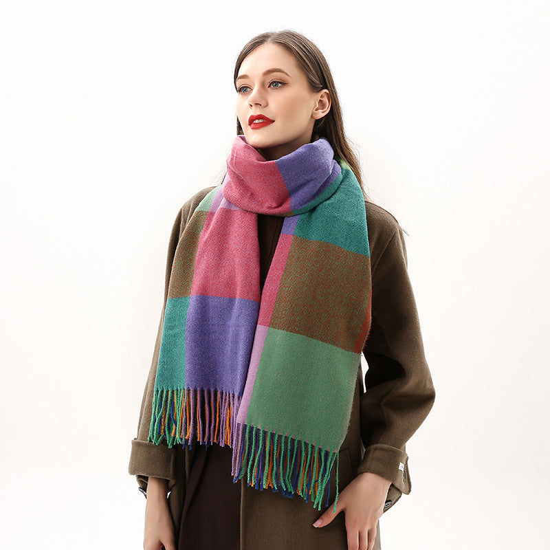 Winter Women's Plaid Scarf Shawl