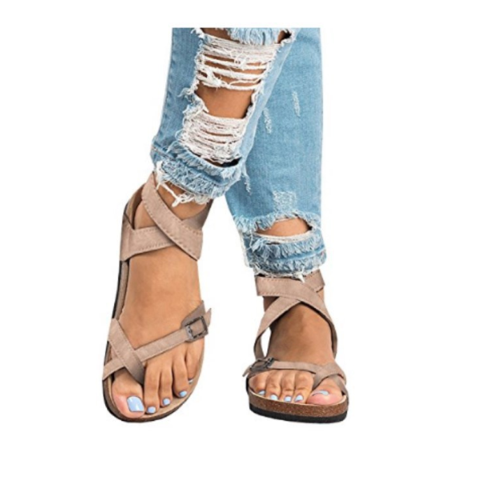 Sommer Flache Kork Römersandalen Damen