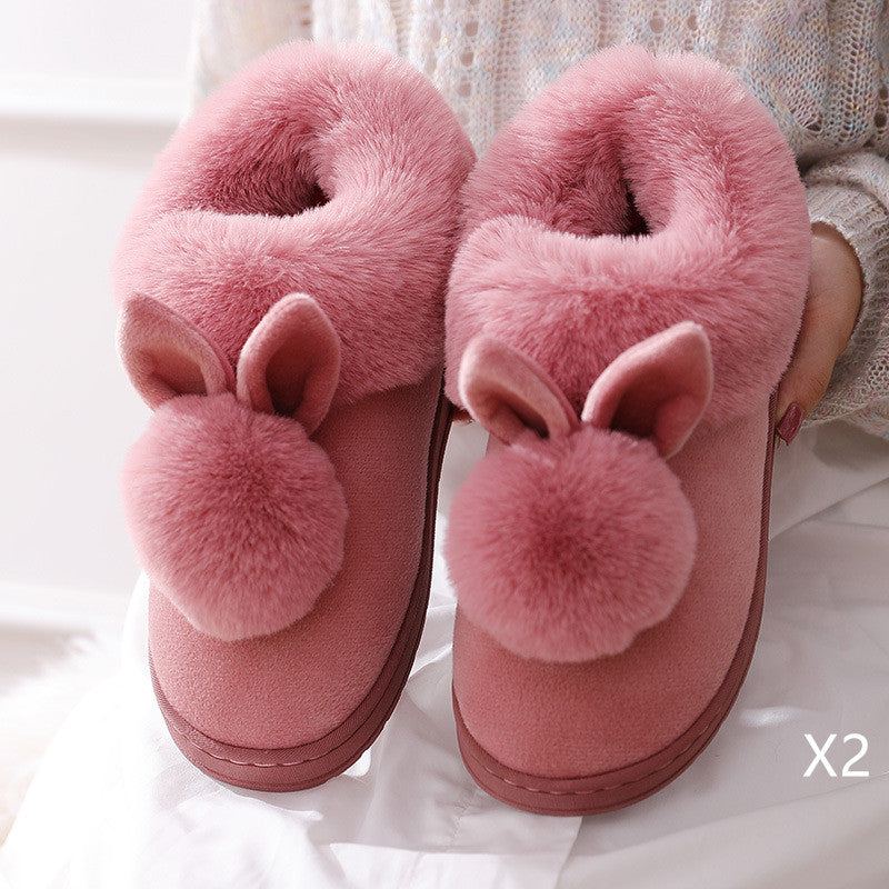 CozyPaws: Warm, fluffy cotton slippers with rabbit fur for a cute winter look.