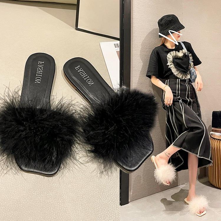 Women's Summer Flat Fashion Fur Slipper