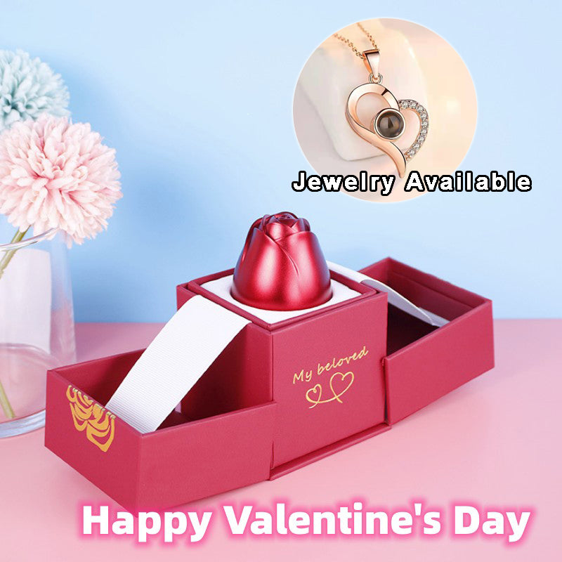 Heiße Valentinstag Geschenke Metall Rose Schmuck Geschenk-Box Halskette für Hochzeit Freundin Halskette Geschenke