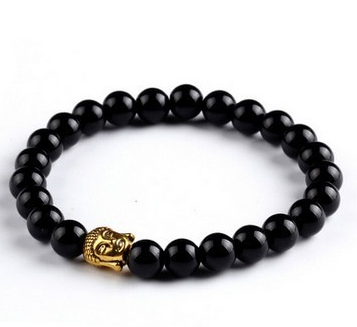 AliExpress explosions Europe and the United States fashion lava rock natural stone Buddha head Golden Buddha men and women bracelet wholesale