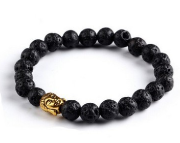 AliExpress explosionen Europa und die Vereinigten Staaten mode lava rock naturstein Buddha kopf Goldene Buddha männer und frauen armband großhandel