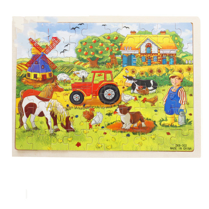 Wooden Children Infants Early Education Puzzle 60 Pieces