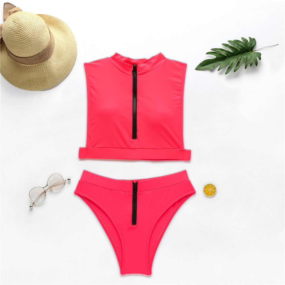 New Swimsuit Fluorescent Swimsuit Solid Bikini