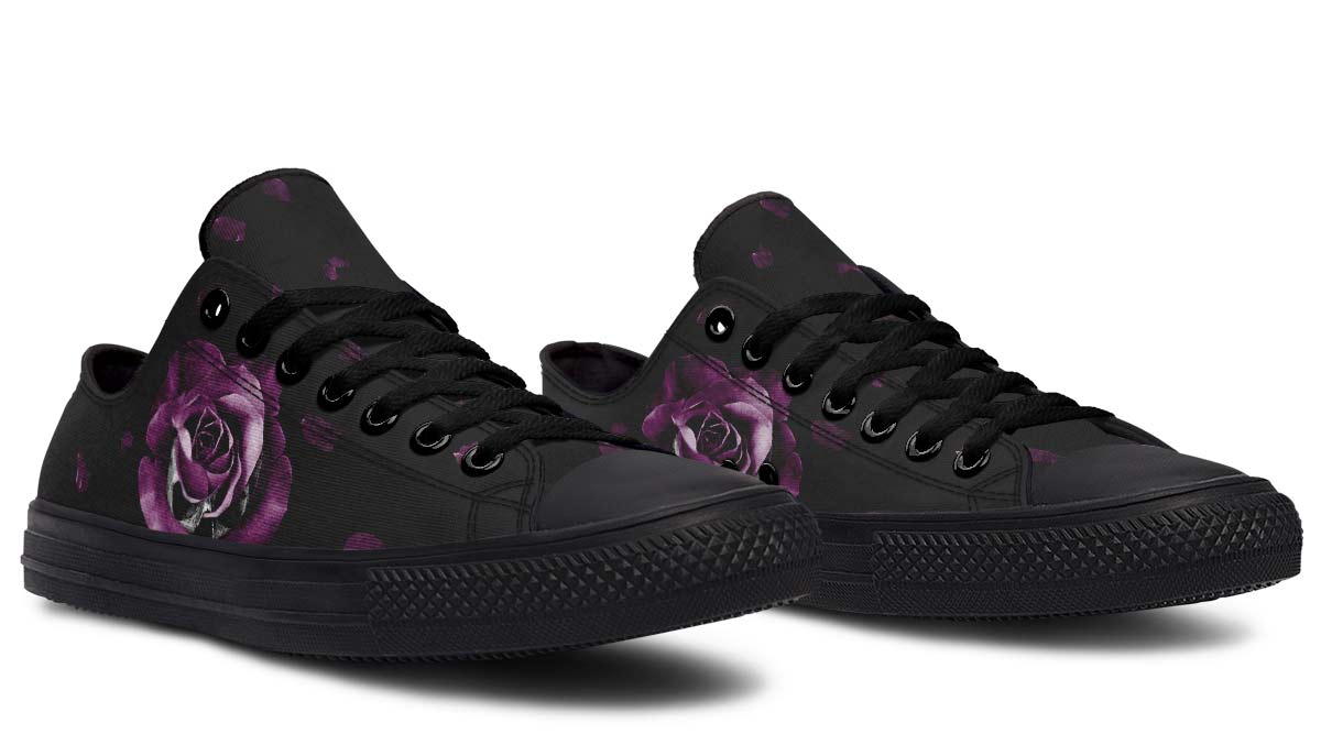 UrbanKicks Purple Rose Fashion Printed Couple High Top Canvas Shoes