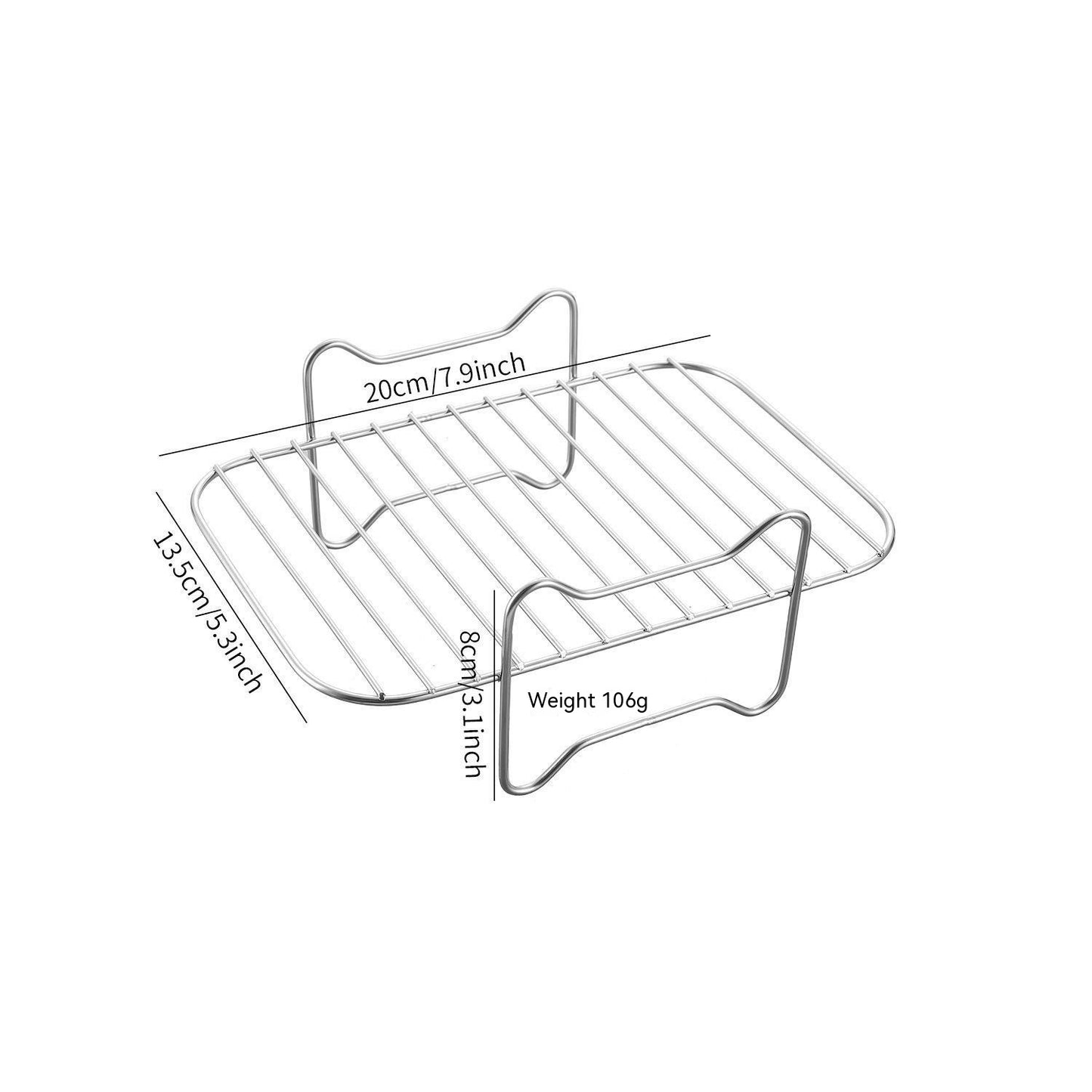 Edelstahl Doppel-schicht Grill Rack Dampfer Air Fryer Zubehör Rechteckigen Grill Grill