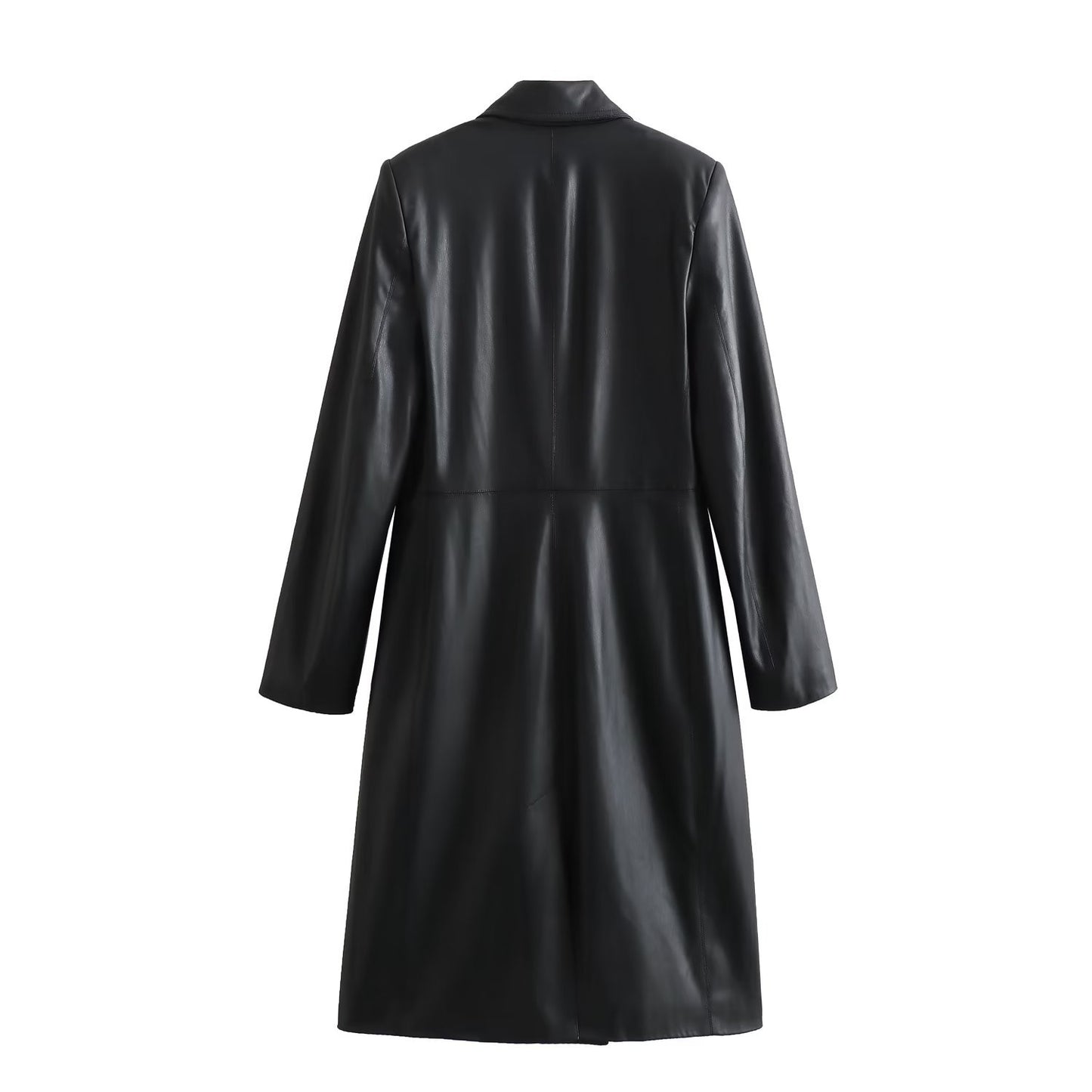 Urban Edge: Loose and casual imitation leather coat for women's autumn and winter fashion.