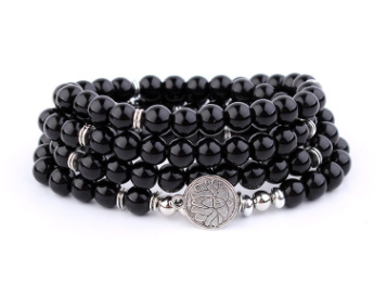 AliExpress Explosion 108 Naturstein Rosenkranz Armband Legierung 3D Lotus Lebensbaum Fußkettchen Yoga Mala Halskette