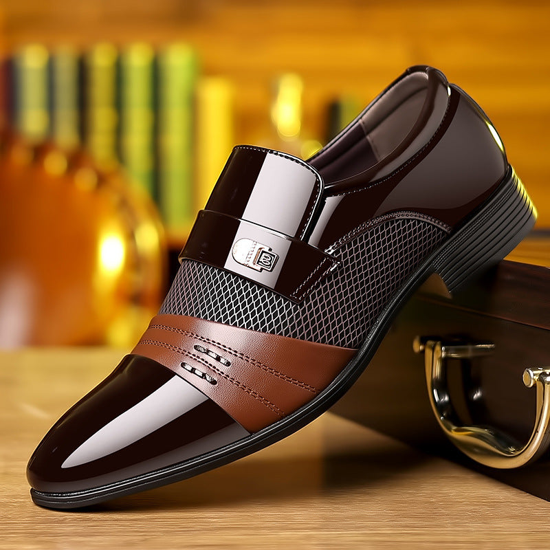 Wine Red Fashion Patchwork Leather Shoes For Men