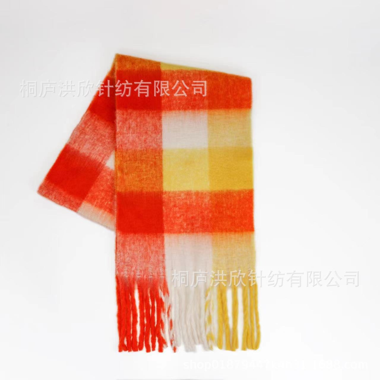 Men's and Women's Autumn and Winter Fashion Warm Rainbow Plaid Shawl Versatile Tassel Scarf