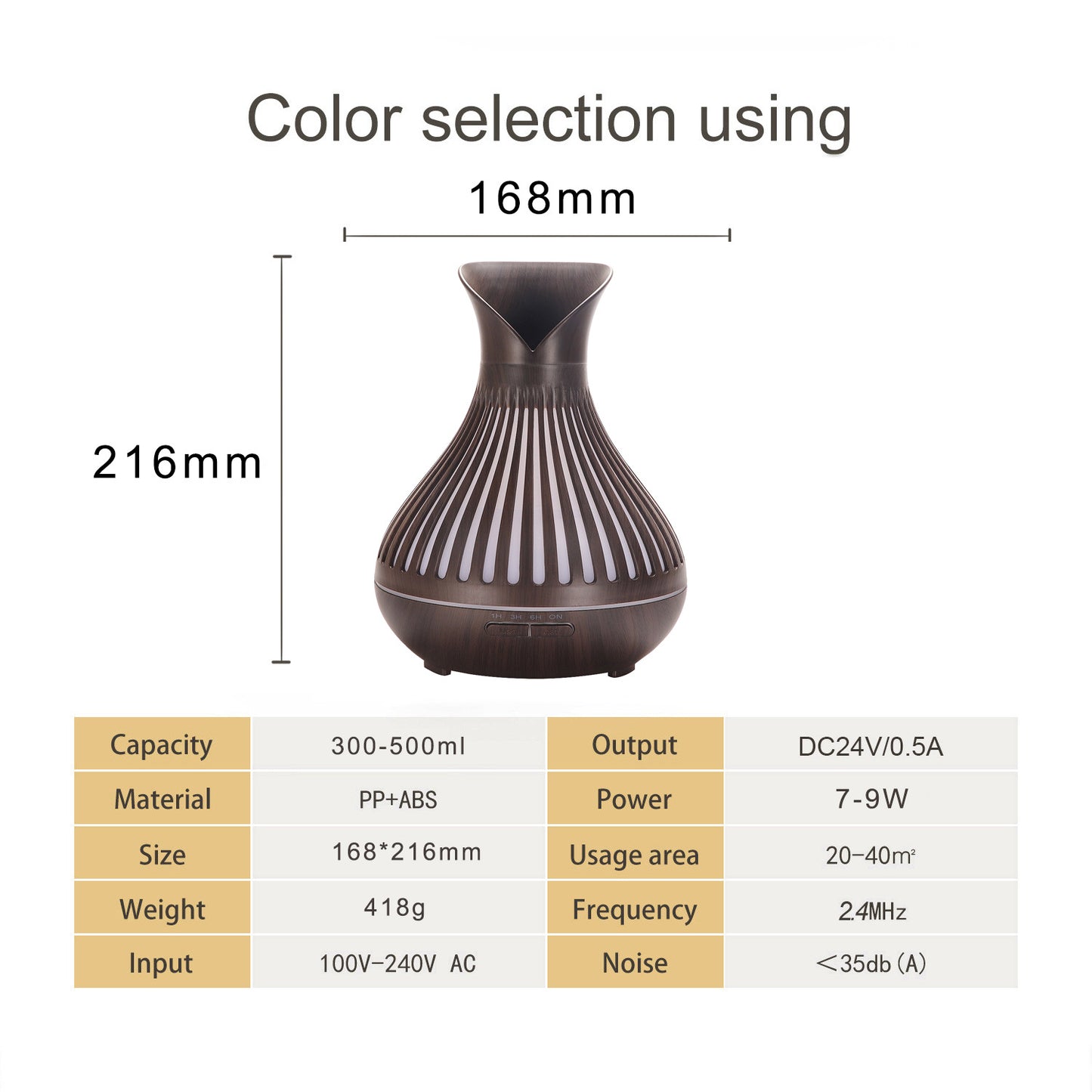 New Aroma Diffuser 500ml Wood Grain Humidifier Home Hollow Vase Humidifier Large Petal Aroma Diffuser