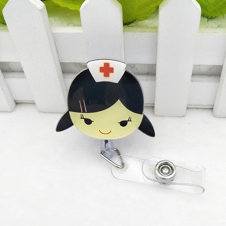 Acrylic Nurse Badge Easy Pull Buckle Cartoon ID Buckle Retractable Buckle Lanyard