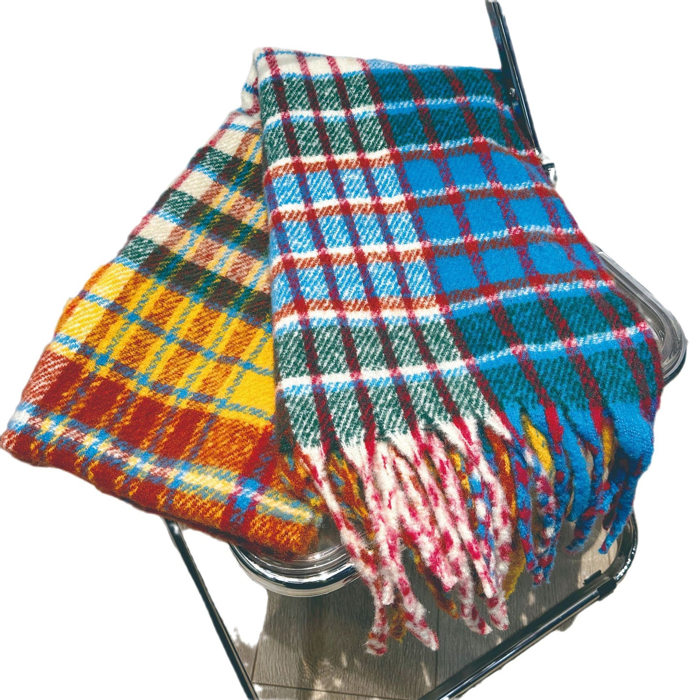 Mohair Regenbogen Schal Winter Neue Plaid Warm Schal Äußere Match