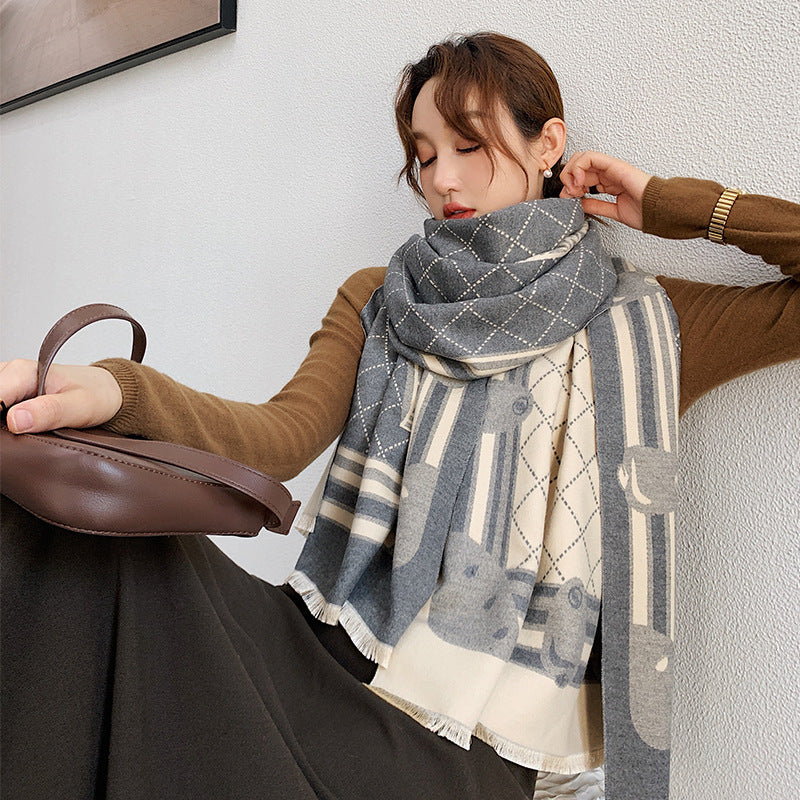 Cashmere Warm Scarf Female Winter Double-sided Thickened Student Warm Shawl