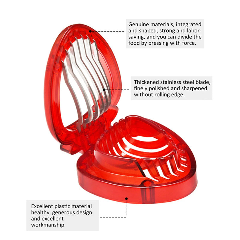 Red Strawberry Slicer Plastic Fruit Carving Tools Salad Cutter Berry Strawberry Cake Decoration Cutter Kitchen Gadgets