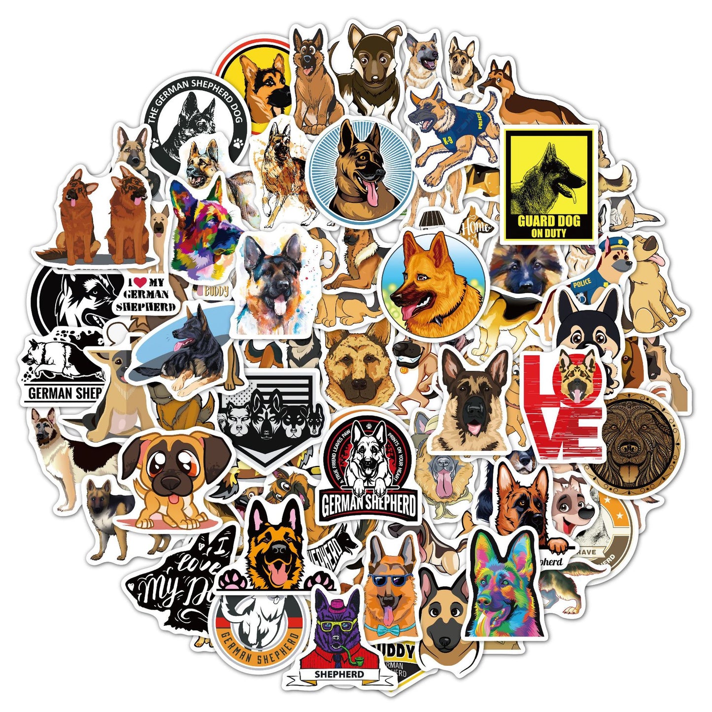 German Shepherd Animal Stickers 300 Cartoons