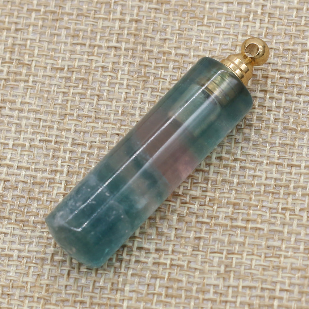 Essence Elysium: Natural Stone Necklace with Perfume Bottle Pendant.