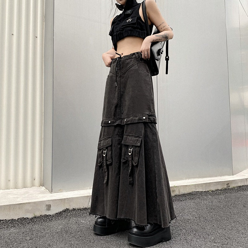 Niche Design Hong Kong Style Retro High Waist Skirt For Women