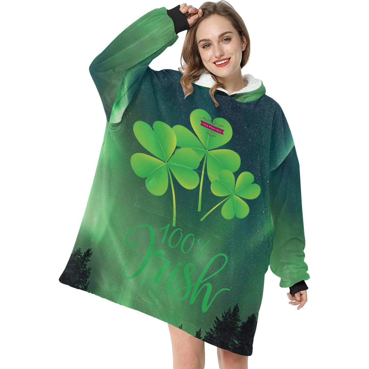 CWS Cozy Vibe "100% Irish" Blanket Hoodie for Women By Cozy Winter Store