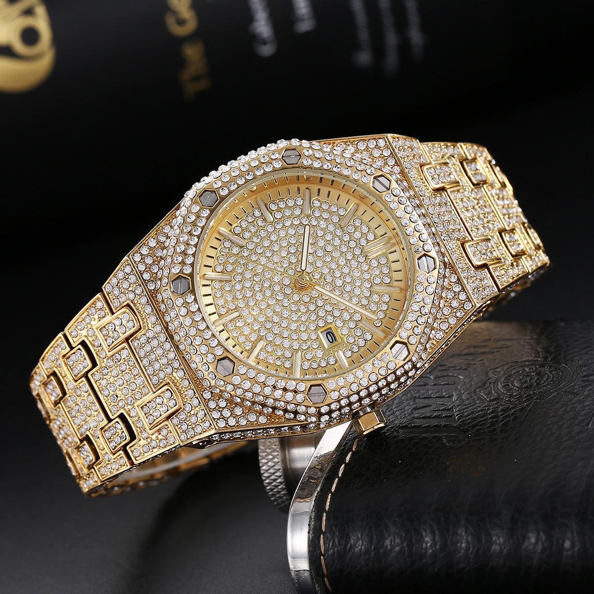 Fashion Rap Ice Hip Hop Volldiamant großes Zifferblatt Quarz Herrenuhr