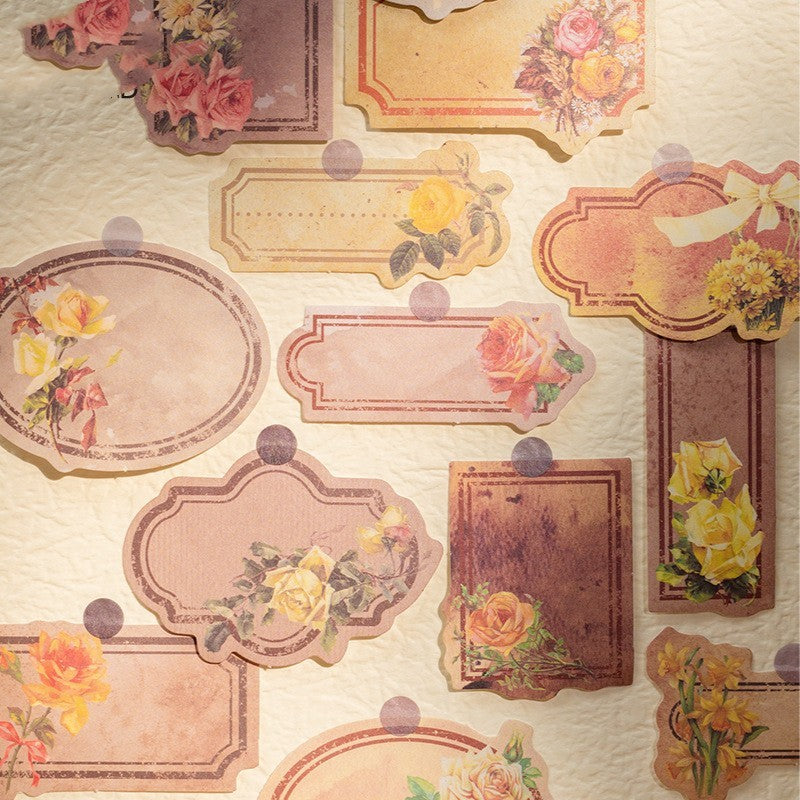 Retro Floral Writable Sticker Package