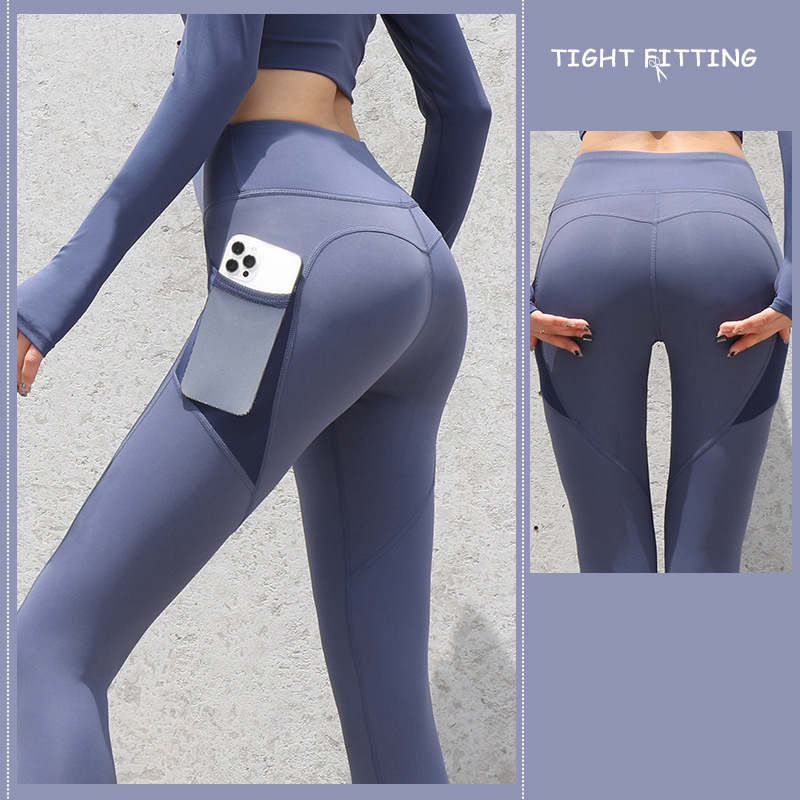 Nahtlose Leggings fürs Fitnessstudio, mit Taschen, Push-Up-Hose mit hoher Taille, Damen, Fitness, Running, Yogahosen, Nahtlose Leggings fürs Fitnessstudio, Sport