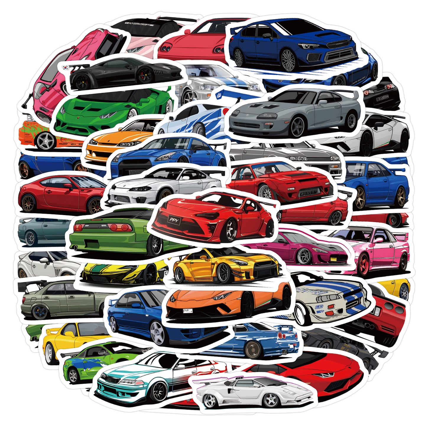 50 Pieces Cross-border JDM CAR Initial D Modified Racing Creative Trend Cartoon Graffiti Waterproof Stickers Wholesale