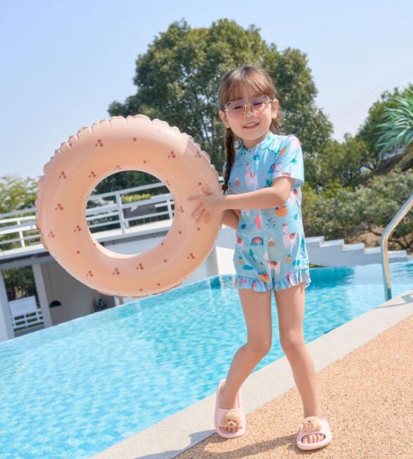 Thickened Children's Retro Striped Swimming Ring Inflatable