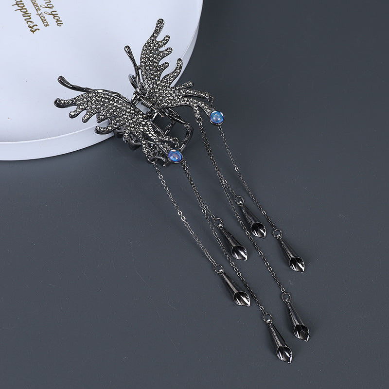 Rhinestone Butterfly Wind Chime Tassel Hairpin