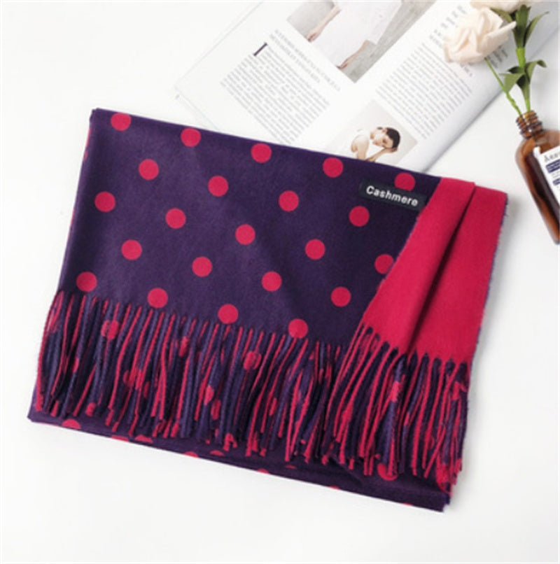 Autumn And Winter Warm Polka Dot Cashmere Scarf