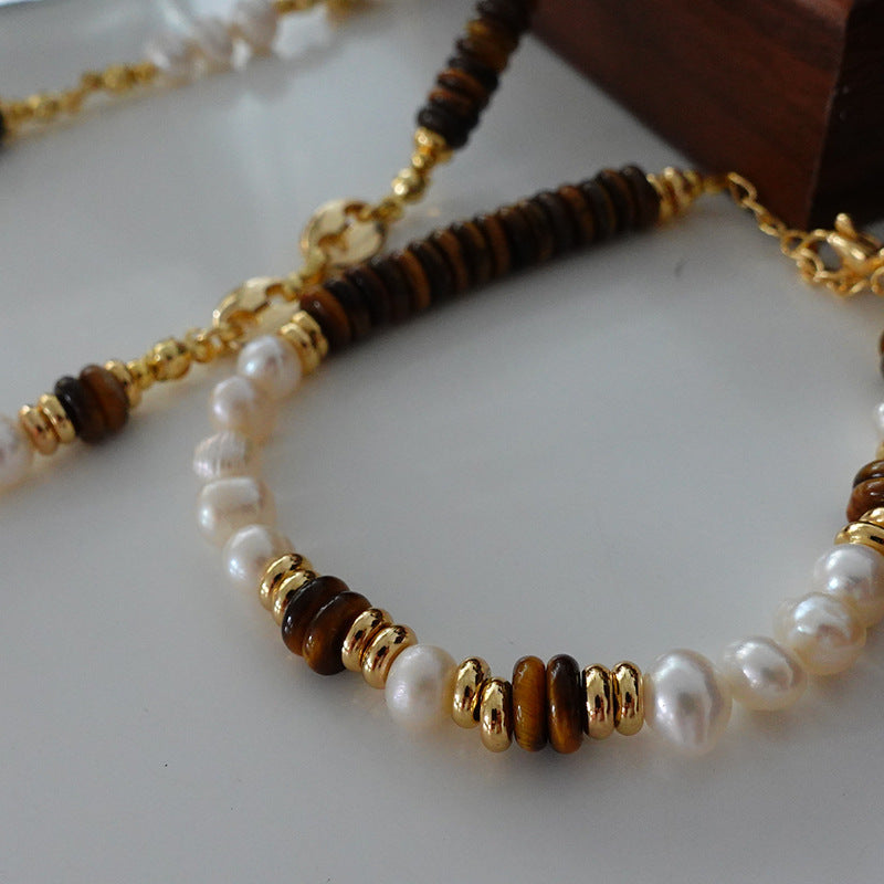 Natural Stone Pearl Necklace French Style