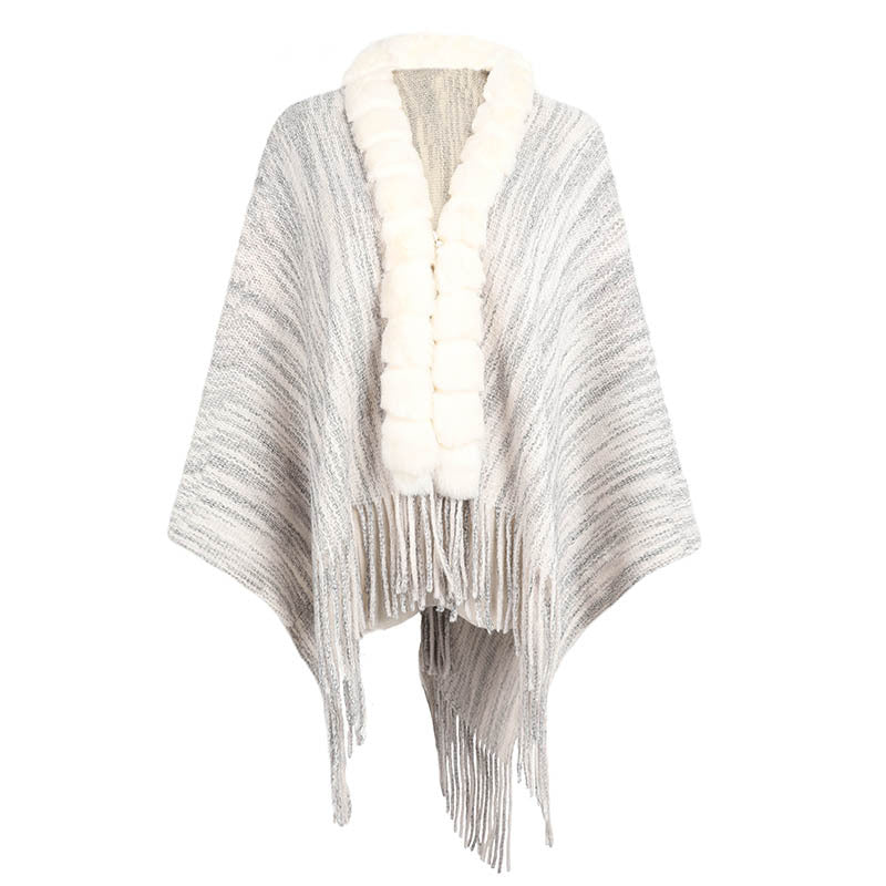 Ladies Fringed Cloak Shawl Sweater Coat