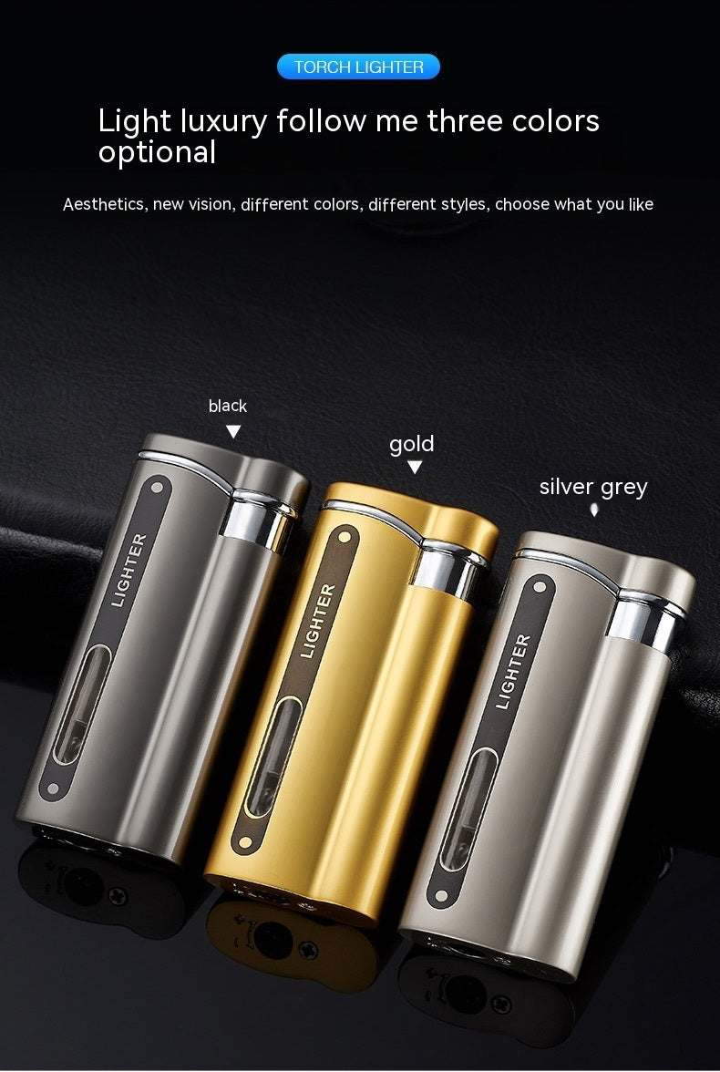 Creative Flip Gas Lighters Blue Flame Metal Direct Punch Men's Cool Cigarette Lighter Wholesale Lettering