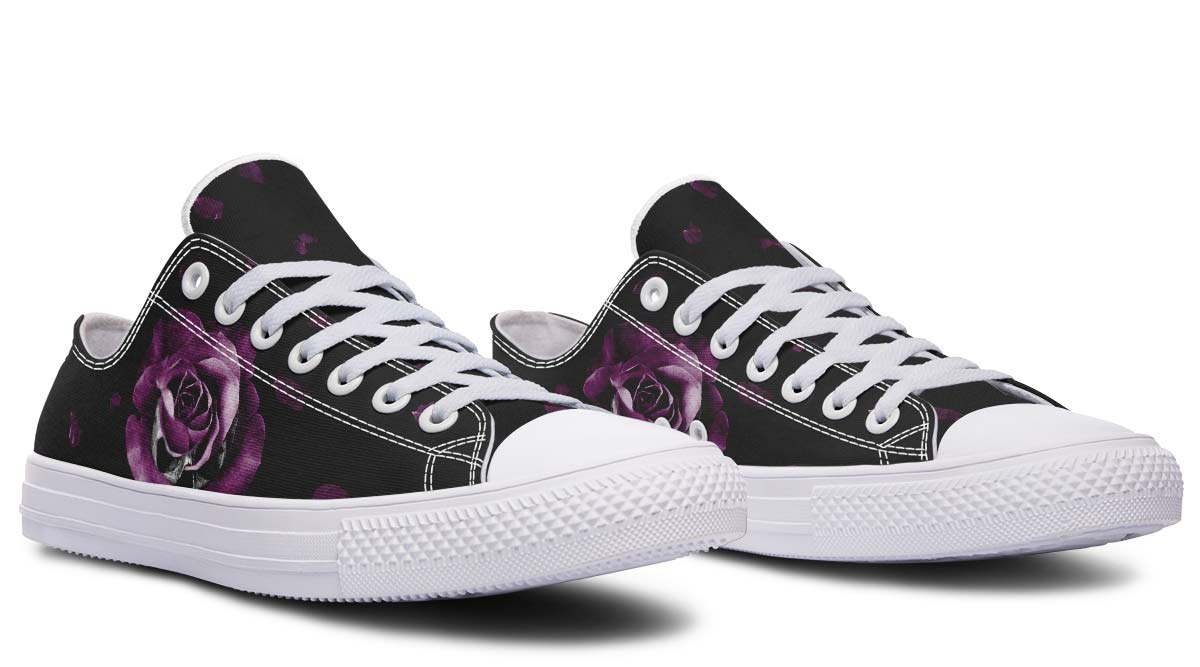 UrbanKicks Purple Rose Fashion Printed Couple High Top Canvas Shoes