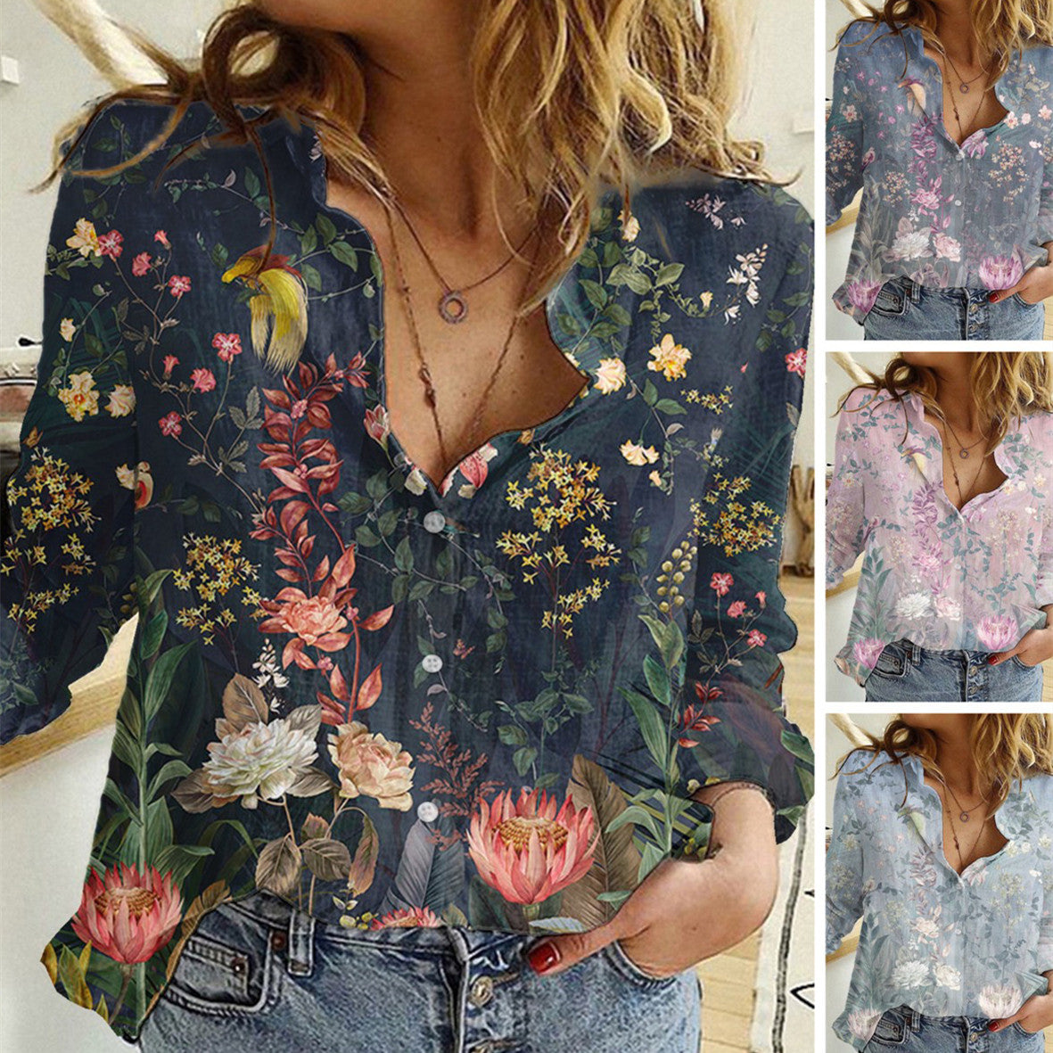 Digital Dazzle: Fashion Long Sleeve Lapel Casual Shirt with Unique Print.