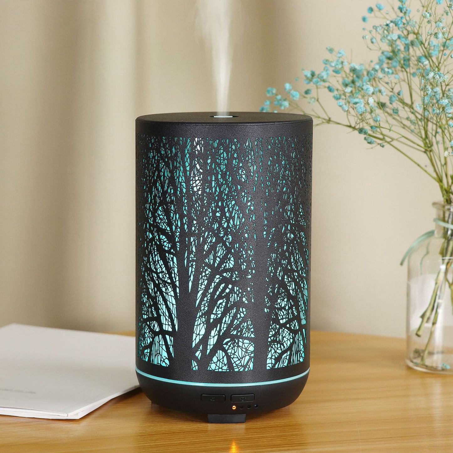 Flat-Top Big Forest Wrought Iron Aroma Diffuser Household Hardware Desktop Hollow Humidifier 300ml