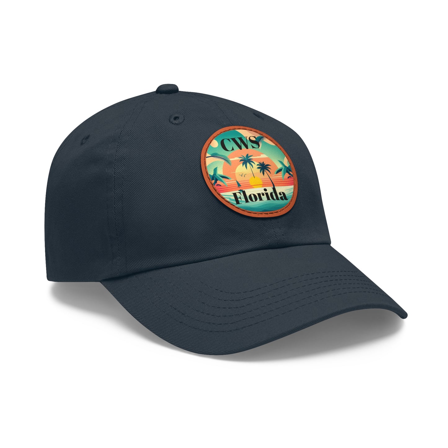 CWS Florida Palm Beach Dad Hat with Leather Patch (Round) By Cozy Winter Store (ships within USA only)