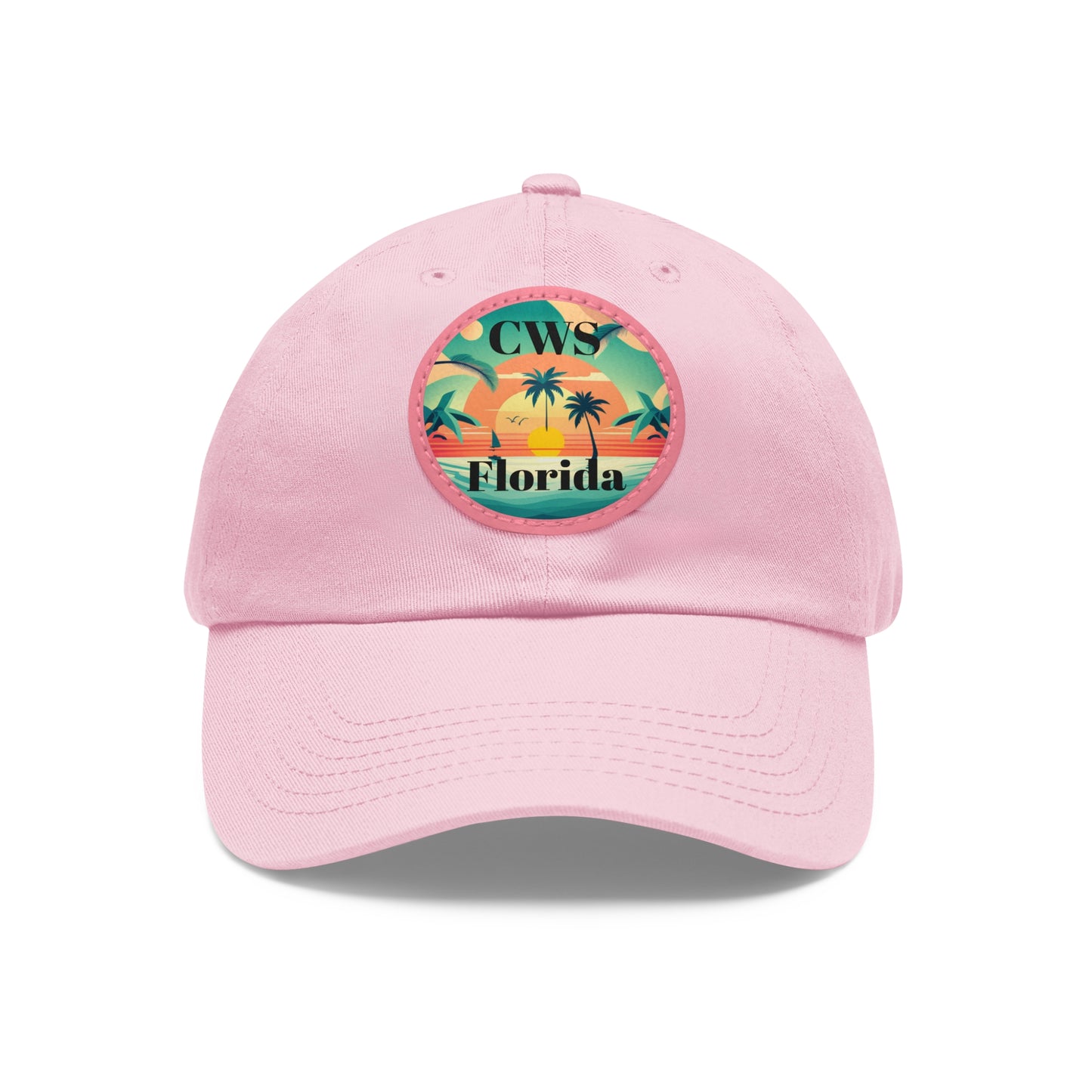 CWS Florida Palm Beach Dad Hat with Leather Patch (Round) By Cozy Winter Store (ships within USA only)