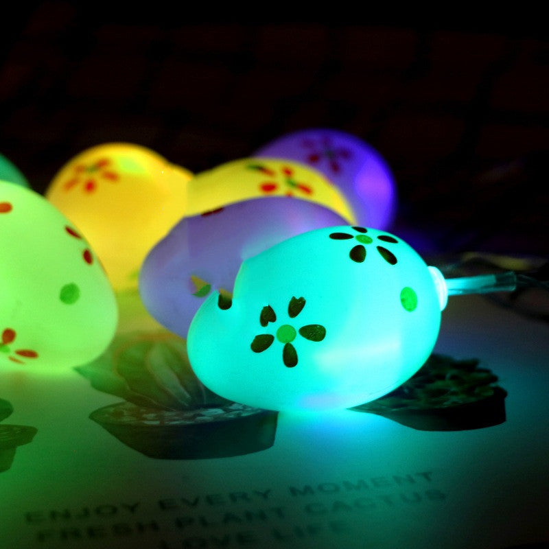 Colorful Flower Dot Easter Egg String Lights