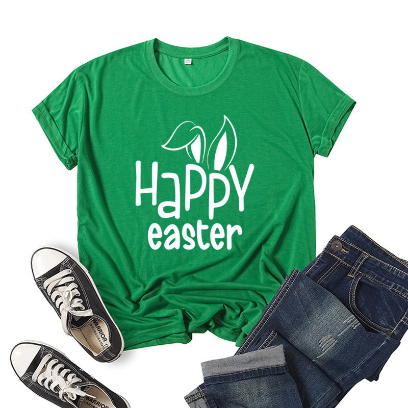 Women's Bunny Happy Easter Print Top