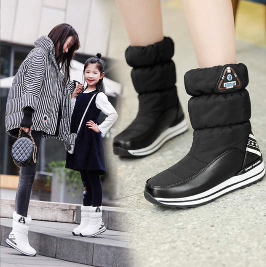 Women's Flat-bottomed Mid-tube Thermal Cotton Boots