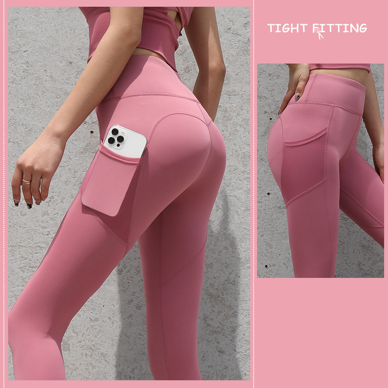 Nahtlose Leggings fürs Fitnessstudio, mit Taschen, Push-Up-Hose mit hoher Taille, Damen, Fitness, Running, Yogahosen, Nahtlose Leggings fürs Fitnessstudio, Sport