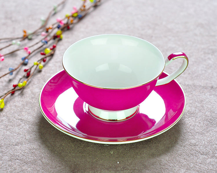 Color Coffee Bone China Coffee Cup And Saucer Set